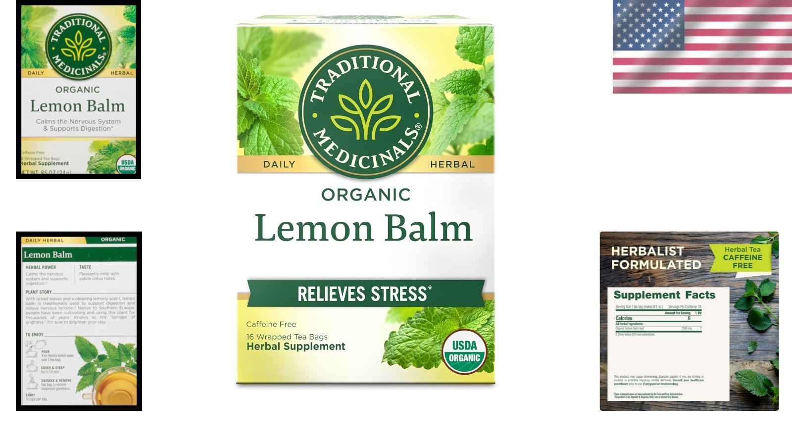 Calming Organic Lemon Balm Tea – 16 Bags for Easy Digestion & Stress Relief