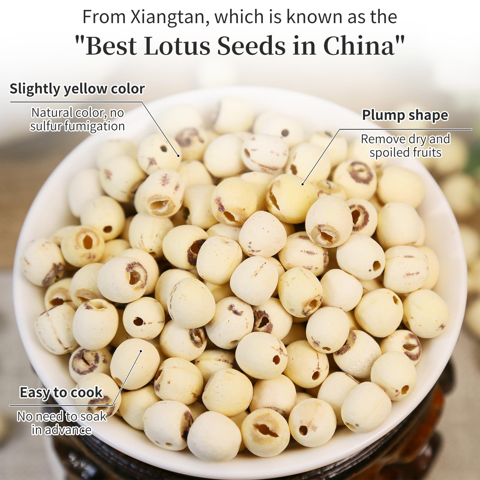 Natural Lotus Seeds Dried Lotus Seed 14.1oz/400g White Lotus Seeds Core Remov…