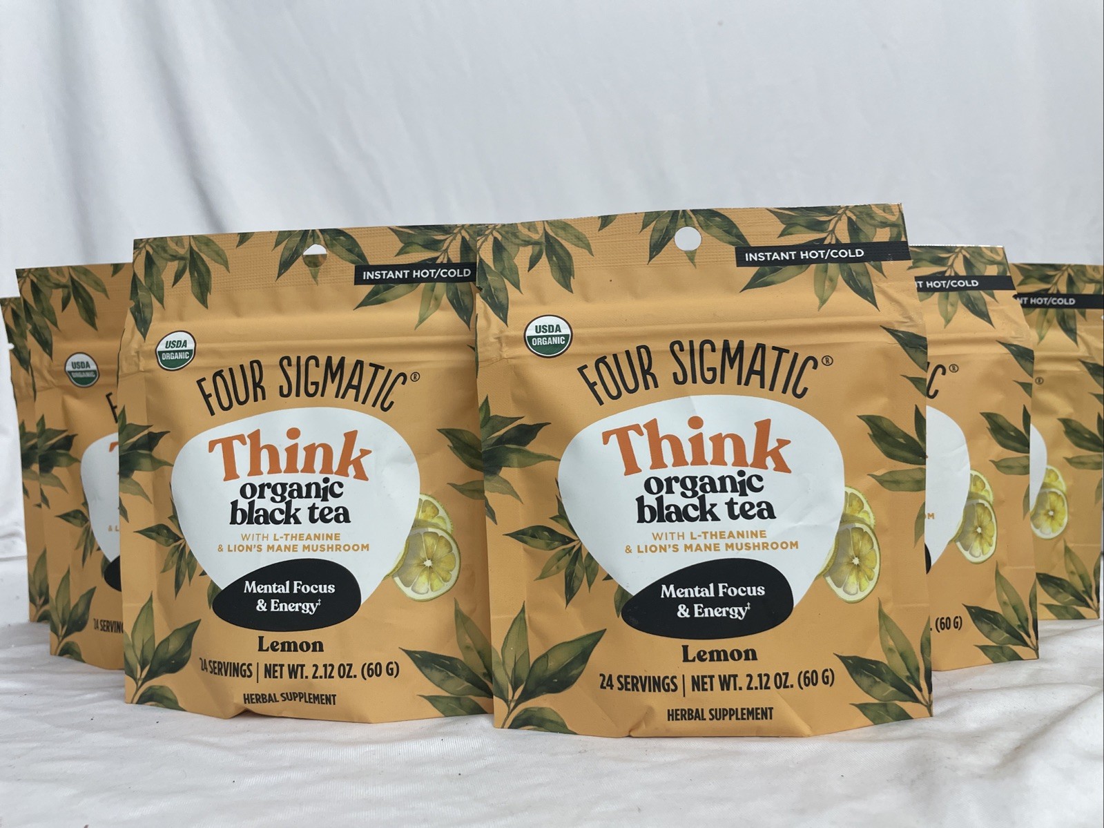 Four Sigmatic Think Organic Black Tea Lemon 6 Pack Lions Mane Focus Energy
