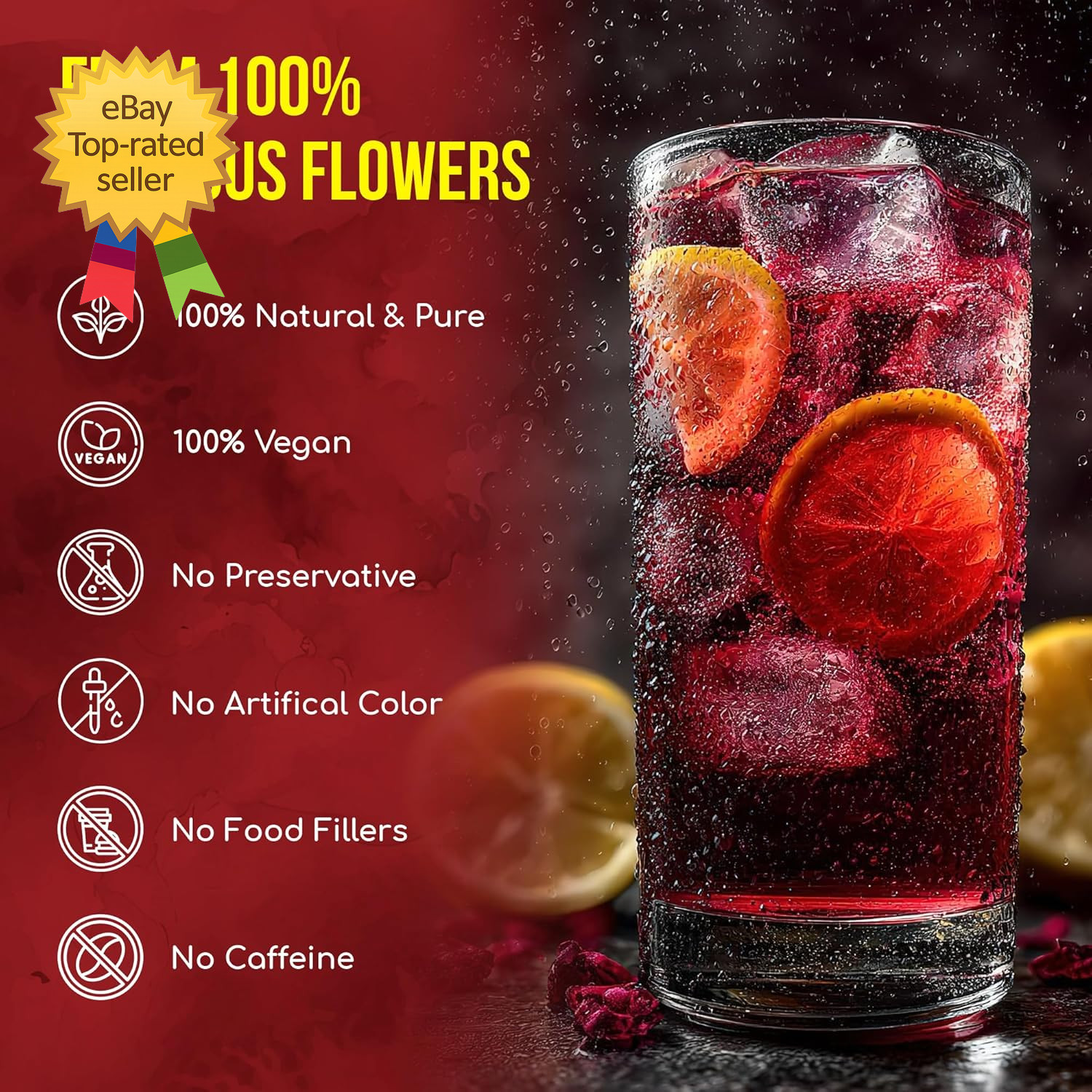 140 Hibiscus Flower Tea Bags Natural Herbal Loose Flower Tea Caffeine Free Vegan