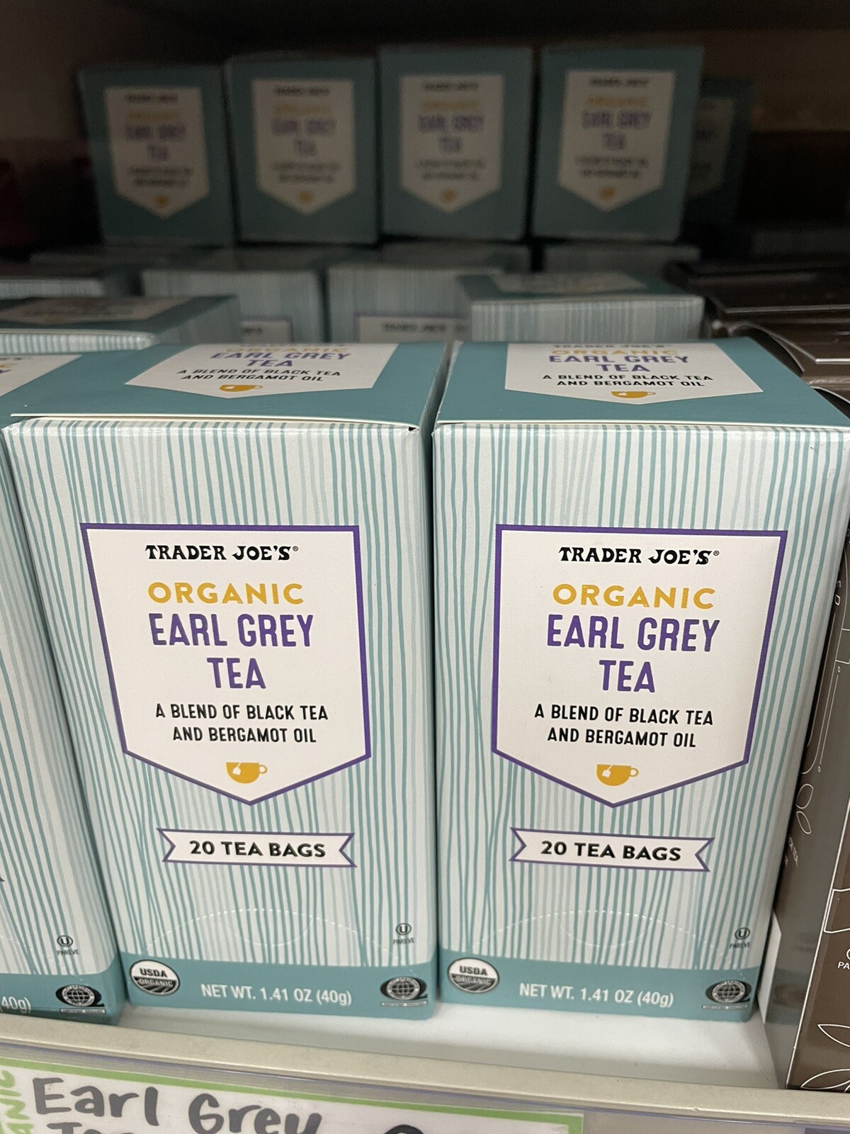 3 Packs Trader Joe’s Organic Earl Grey Black Tea 20 Tea Bags 1.41 oz Each Pack