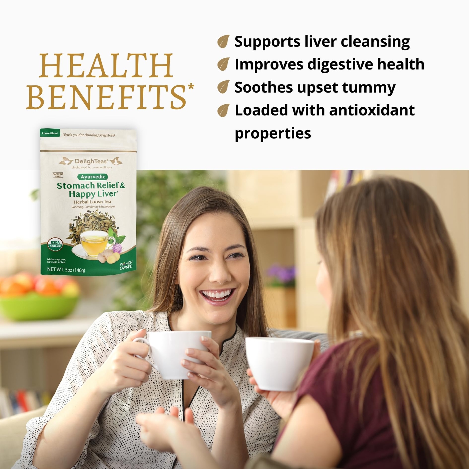 DelighTeas Liver Detox Tea 50 Servings Milk Thistle Fennel Ginger Organic