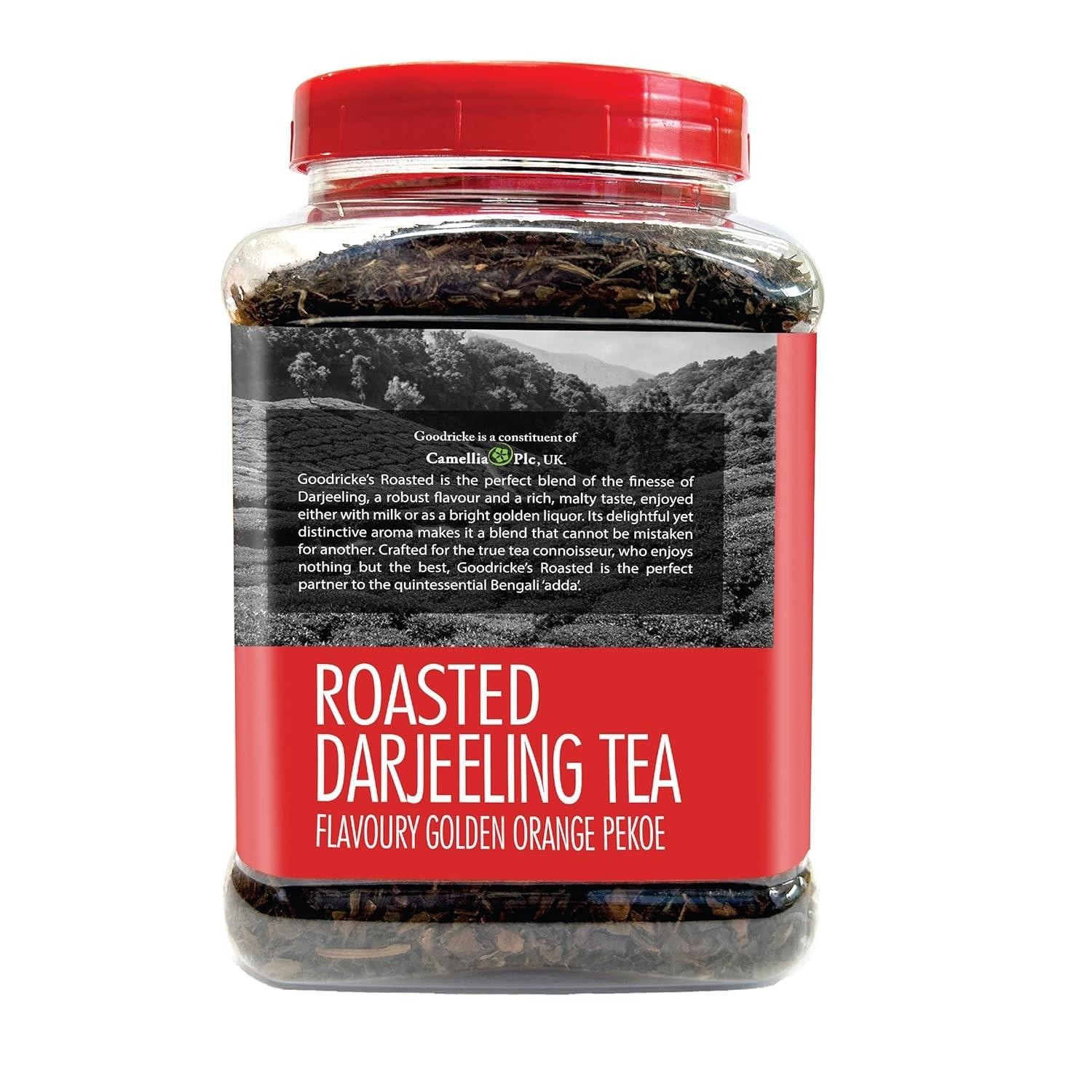 GOODRICKE Roasted Organic Darjeeling Tea Jar 250gm Flavoury Golden Orange Pekoe