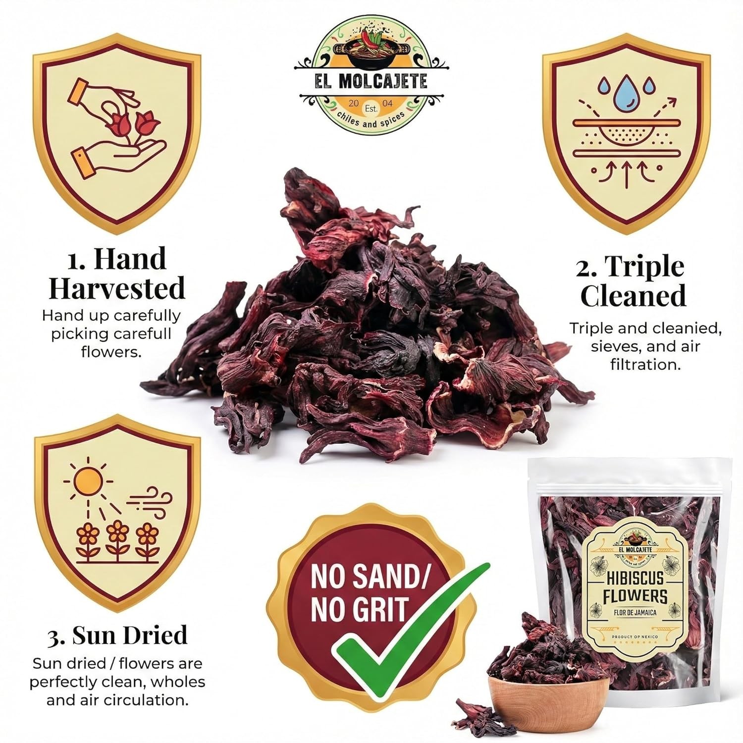 Hibiscus Flowers 4oz – All-Natural & Triple Cleaned for Vibrant Flavor. Whole