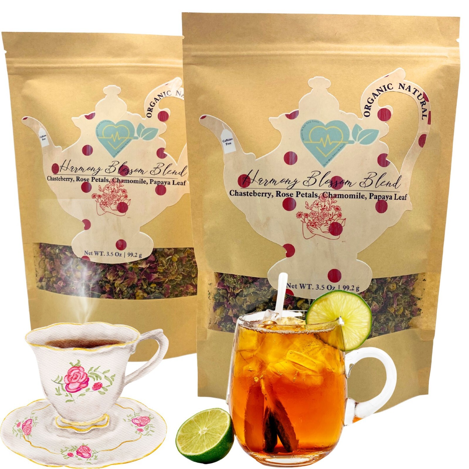 Balancing Herb Blend Chasteberry, Rose, Papaya Leaf Tea Loose Herb Infuse 3.5 oz