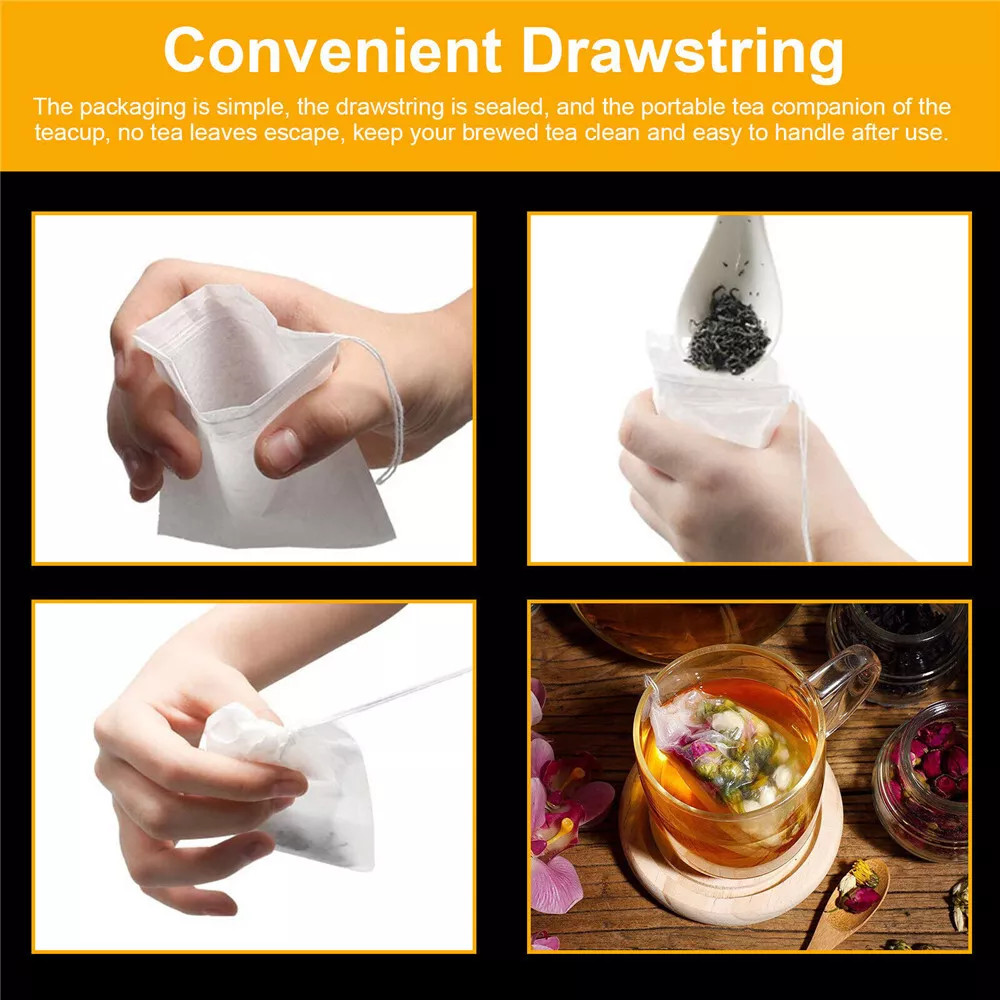 400× isposable Tea Filter Bags Empty Cotton Drawstring Tea Infuser for Loose Tea