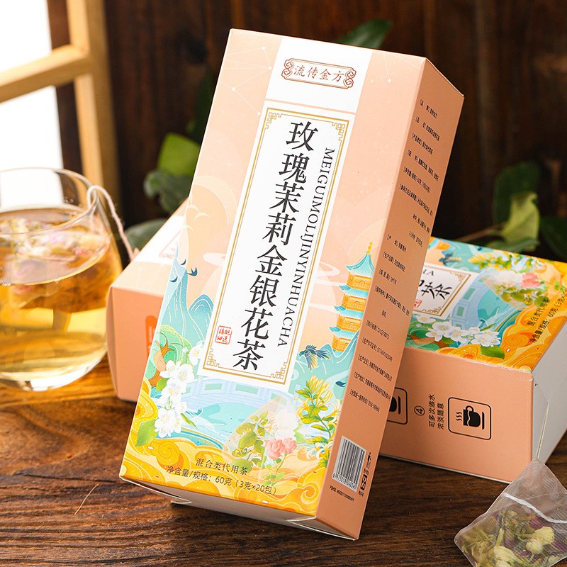 Rose Jasmine Honeysuckle Herbal Tea Premium Natural Nourish Skin Wellness Drink