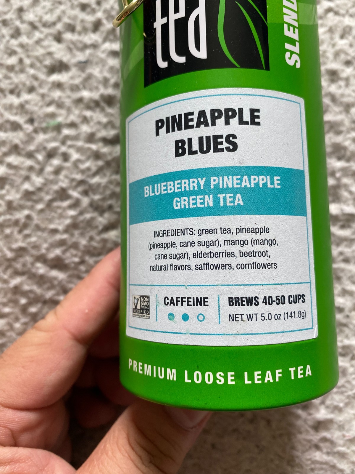 Tiesta Tea Pineapple Blues Blueberry Pineapple Green Tea Caffeine 5.0 oz