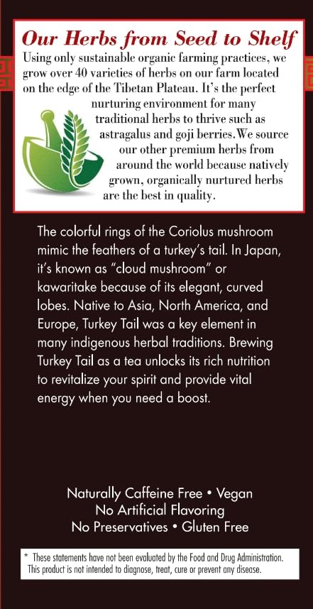 Turkey Tail Mushroom Tea Organic Herbal Blend Caffeine Free Non Gmo 1 Ounce