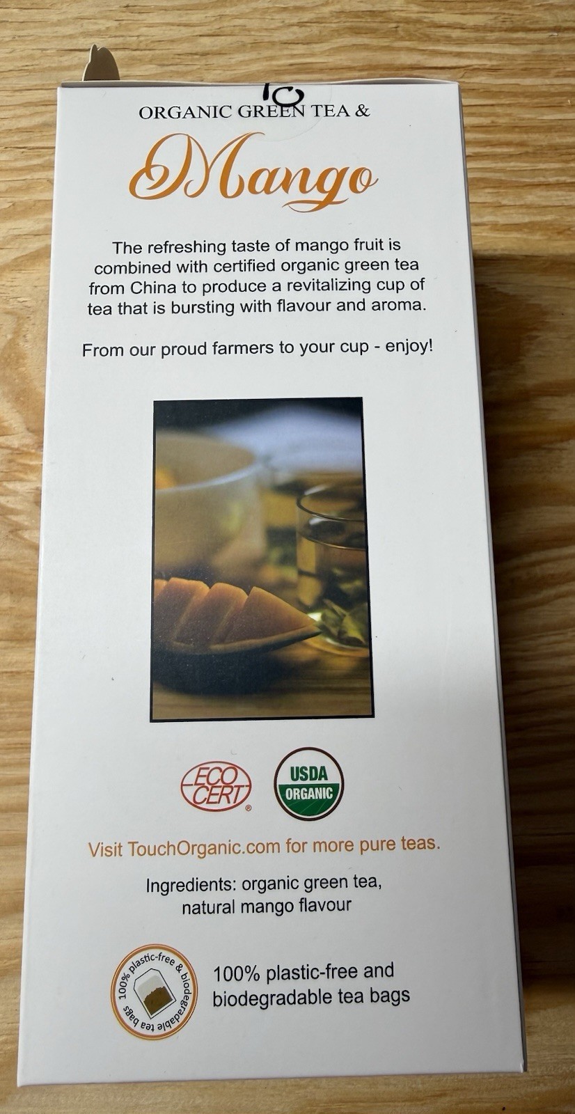 Tea Touch Organic MANGO GREEN Tea Bags, 40 Bags, 2.5 oz