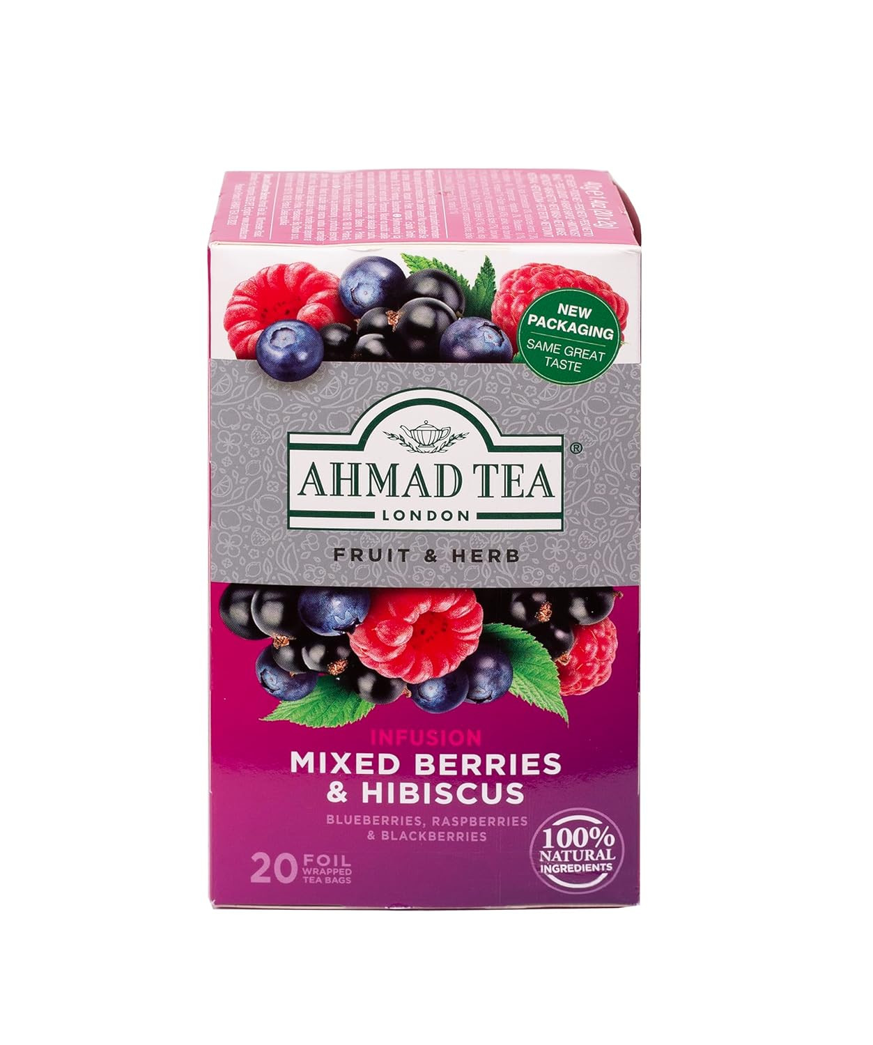 Herbal Tea, Mixed Berries & Hibiscus Teabags, 20 Ct (Pack of 1) – Decaffeinated