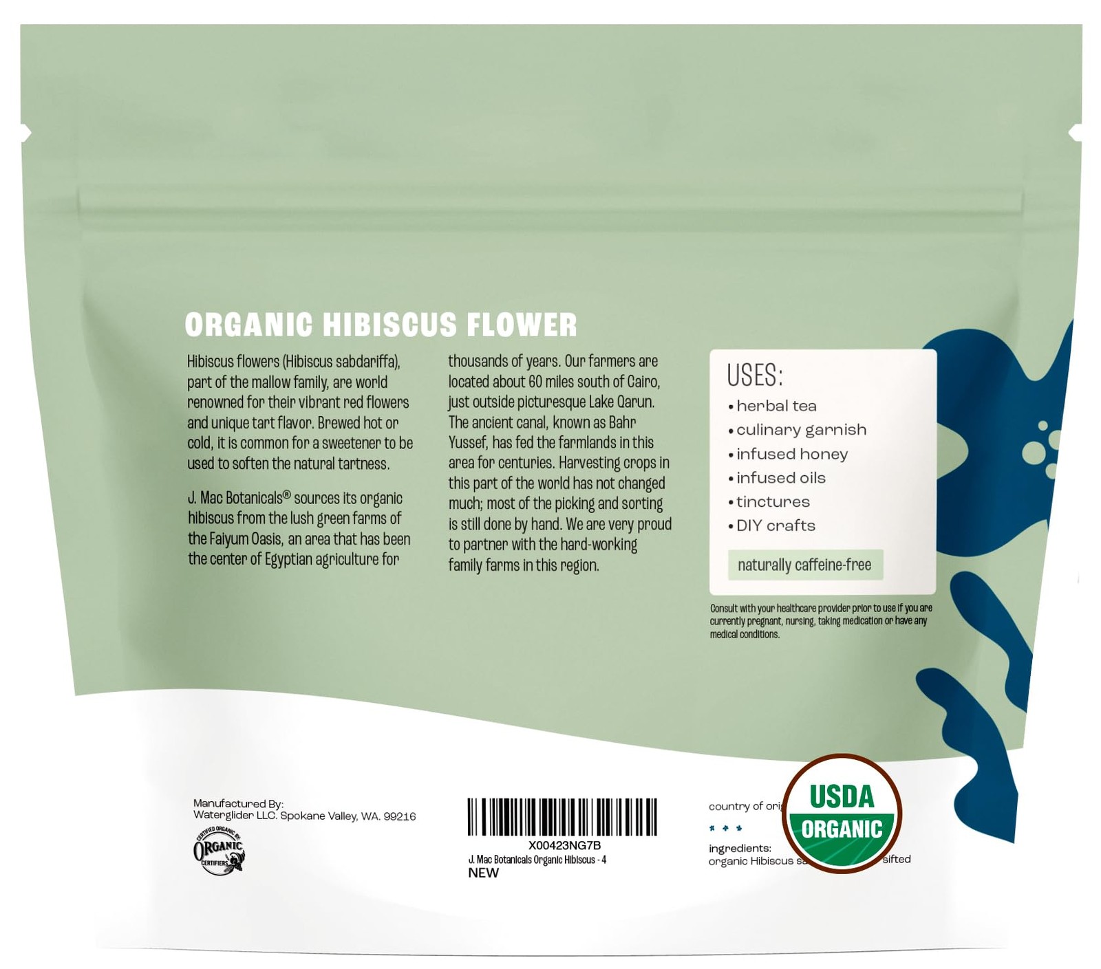 J Mac Botanicals, Organic Hibiscus Flower 4 ounce, Hibiscus tea, cut & sifted…