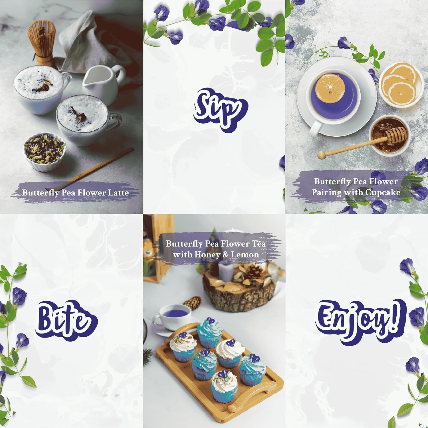 Butterfly pea flower tea loose leaf 375+ Cups [ 4.4 Ounces Oz] Dried butterfl…