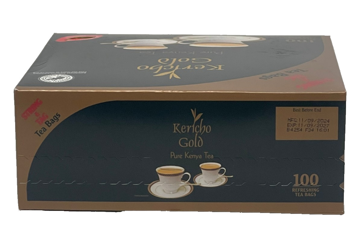 Kericho Gold Premium Black Pure Kenya Tea Bags 100 Pieces String & Tag Fairtrade