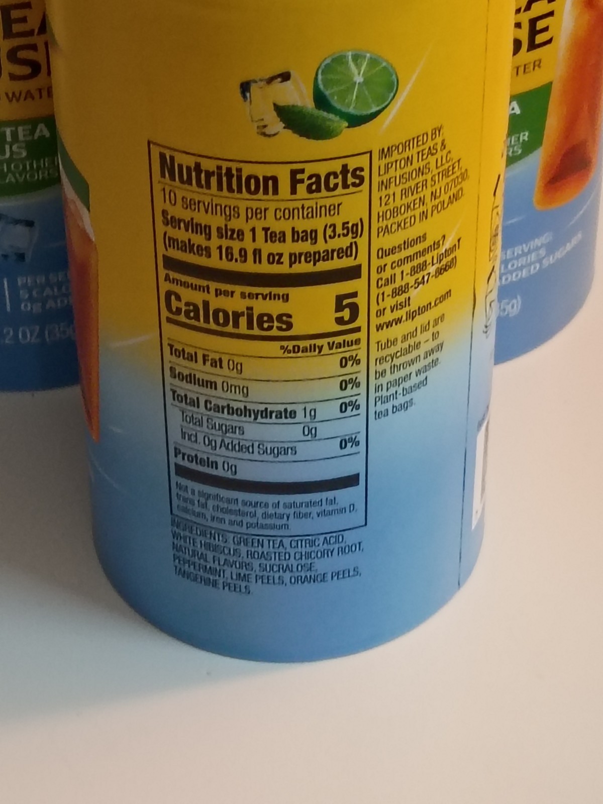 3 Lipton ICE TEA INFUSE Green Tea CITRUS 10 pyramid tea bag per can