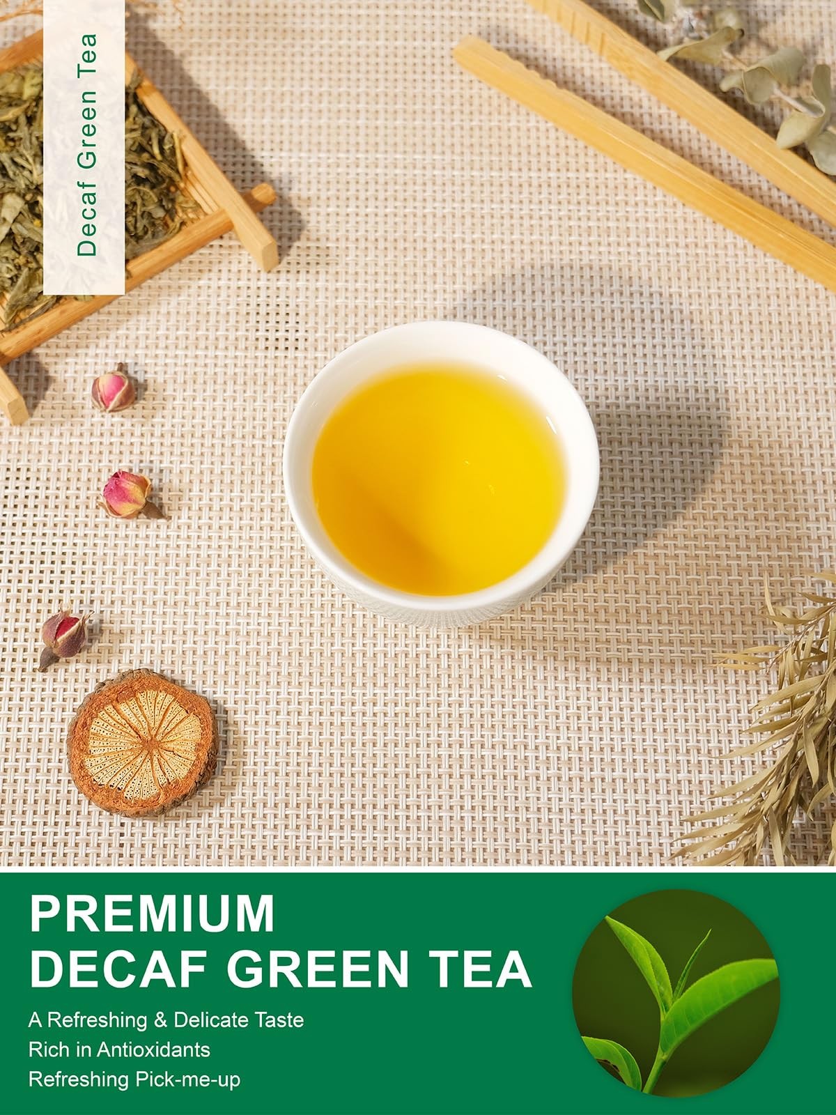 Decaf Green Tea CO2 Decaffeinated Loose Leaf Smooth Delicate Flavor 7 oz