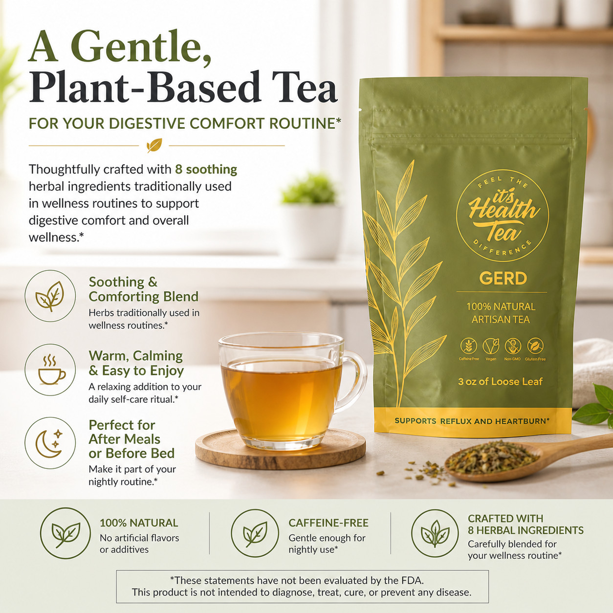 GERD Natural Herbal Tea for Acid Reflux & Heartburn Relief and Support