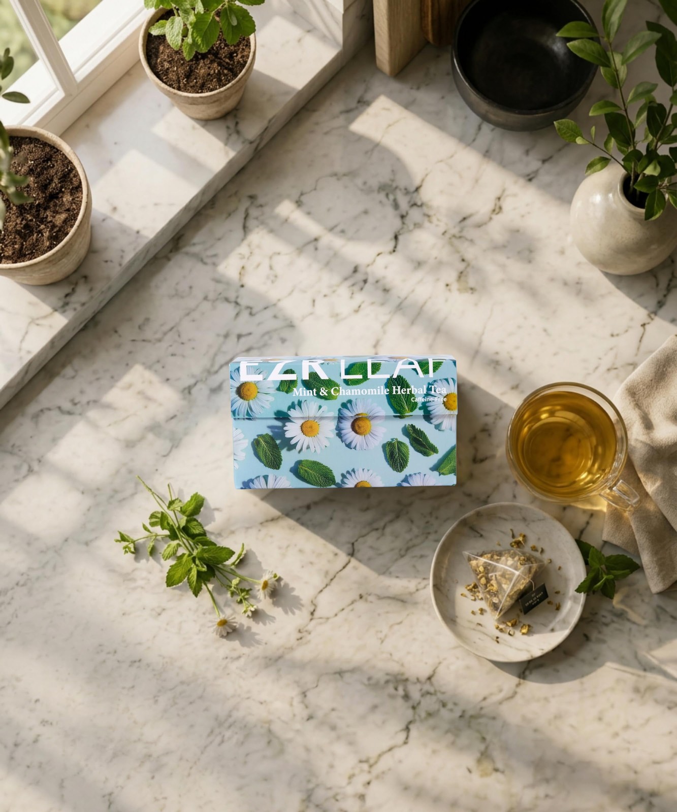 EZR Leaf Mint & Chamomile Herbal Tea 20 Pyramid Tea Bags 1.4 Once with Lemong…