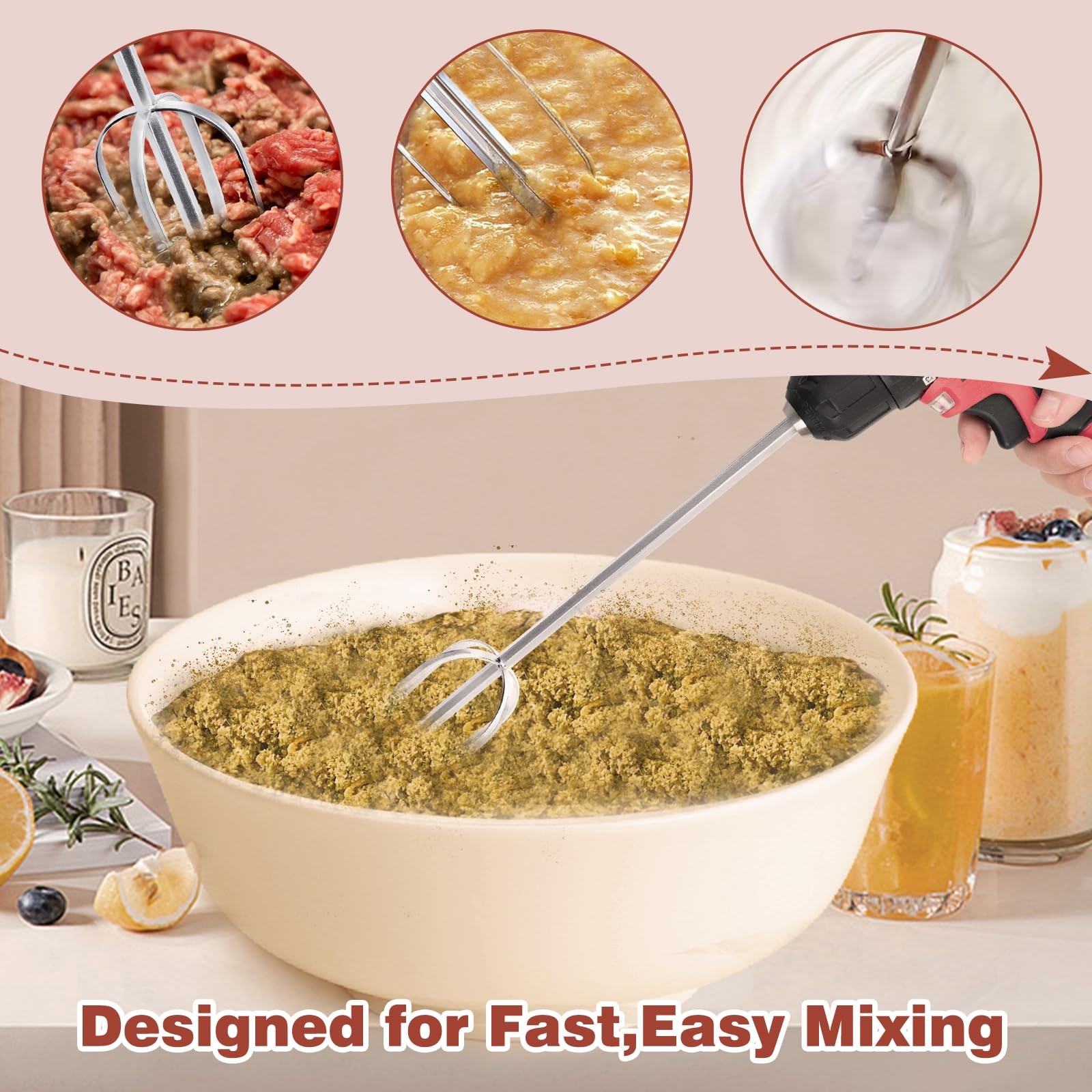 Hand Mixer Beaters used with Standard Drill,Meat