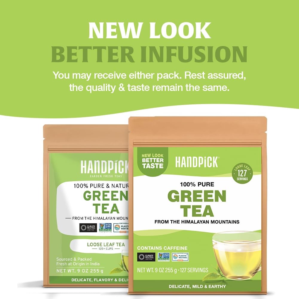 HANDPICK, Green Tea Loose Leaf (255g/9oz) 127 Cups | 9 oz (Pack of 1)