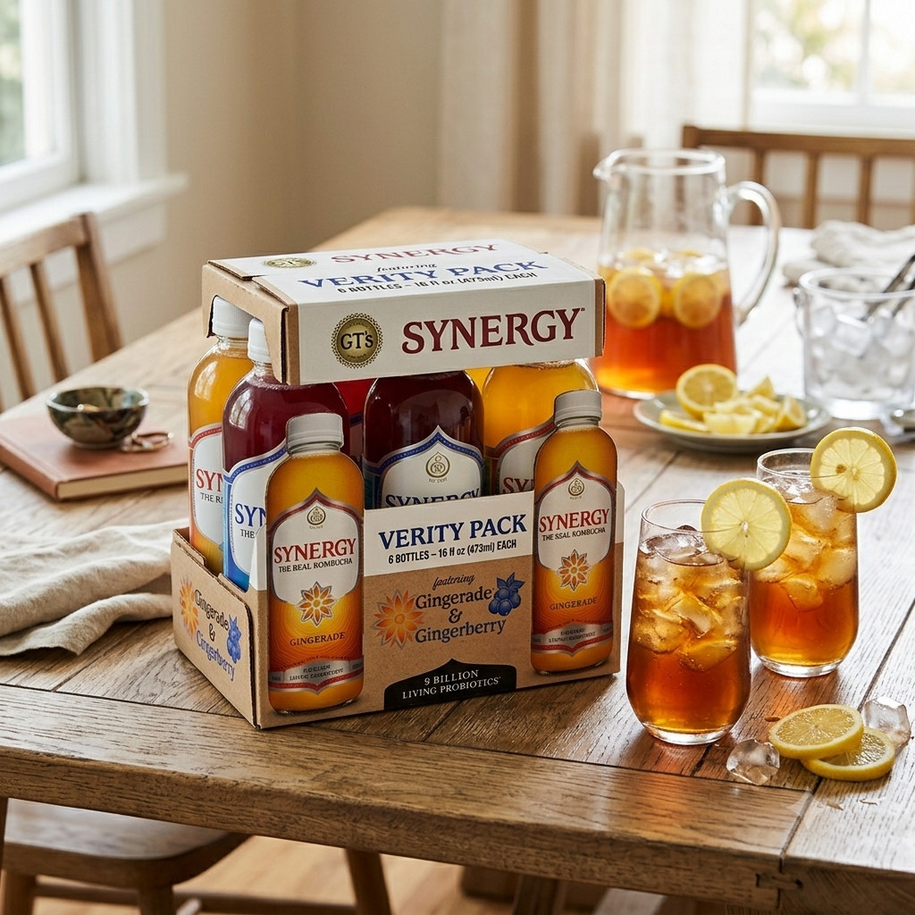 Synergy Kombucha Gingerberry & Gingerade 16oz 6 Pack Variety Drink