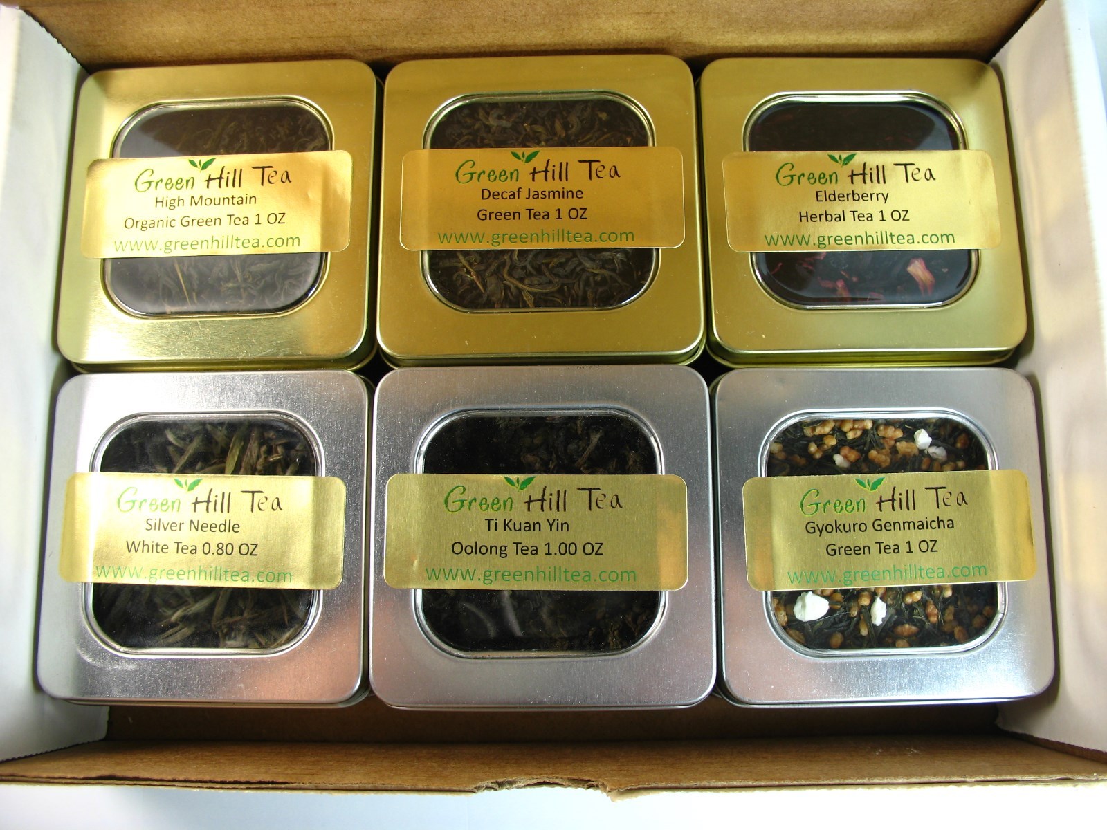 Luxury Loose Tea 6 Sample Set Silver Needle Elderberry Gyokuro Genmaicha