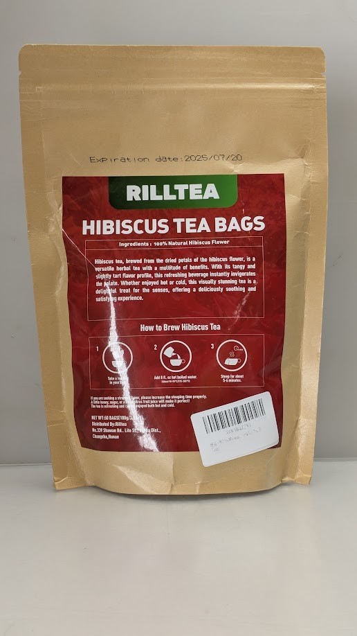 pack of 50 Rilltea Hibiscus Flower 100% Natural Tea Bags 3.53 oz EXP 07/20/2025