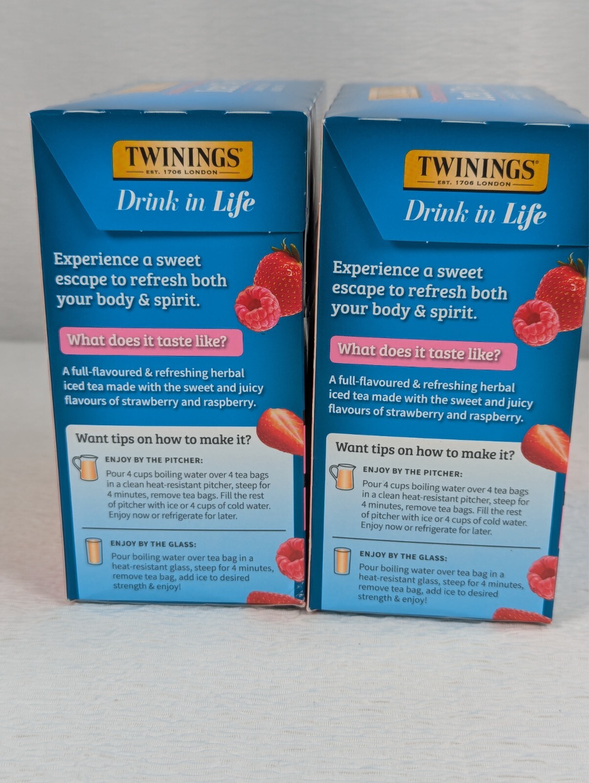 Twinings – Strawberry & Raspberry – Iced Tea Bags – 72 ct – 2 Packs – exp: 01/27