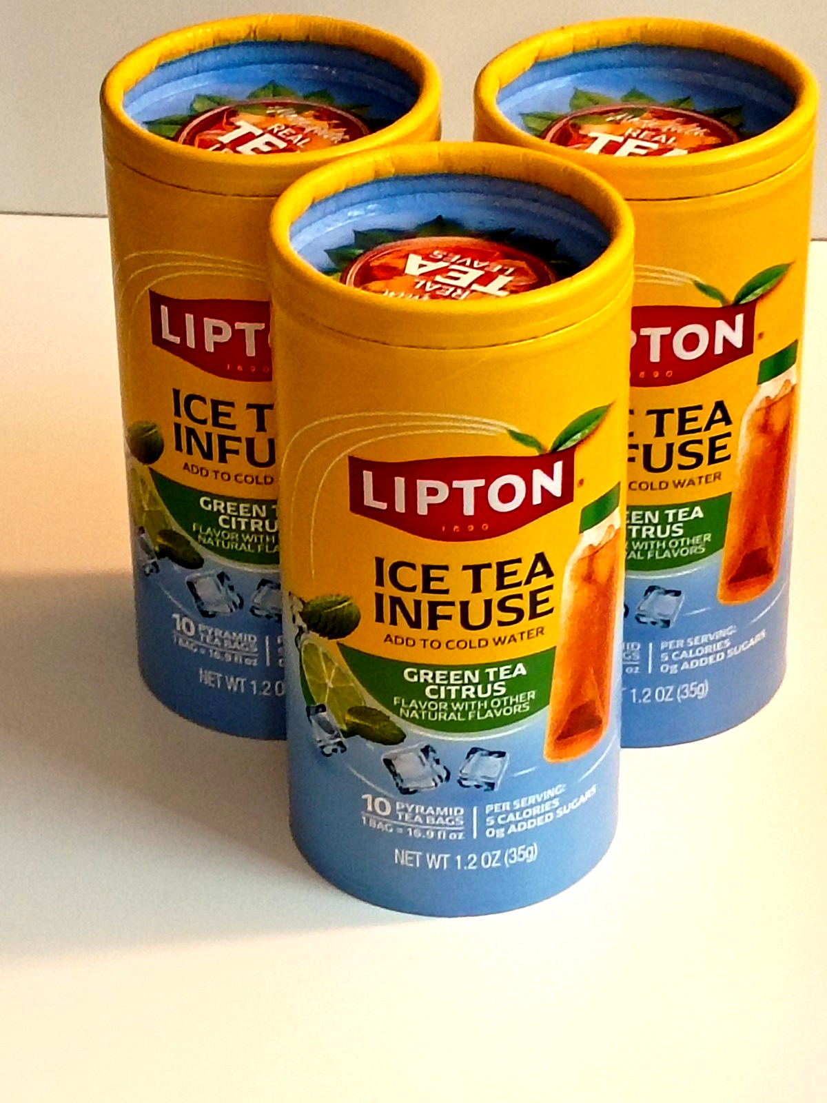 3 Lipton ICE TEA INFUSE Green Tea CITRUS 10 pyramid tea bag per can