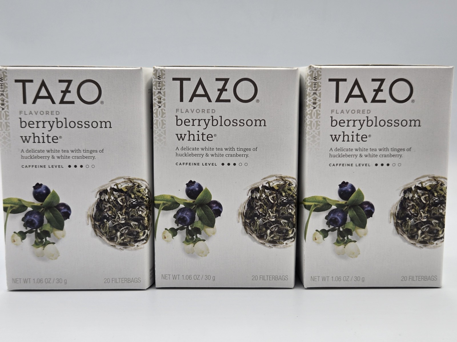 Three (3) Boxes TAZO Berryblossom White Tea Discontinued 60 Teabags BB 06/21