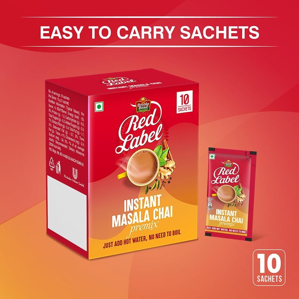 5X Red Label Instant Masala Chai Premix – 13g*10 sachets | Instant Tea Premix