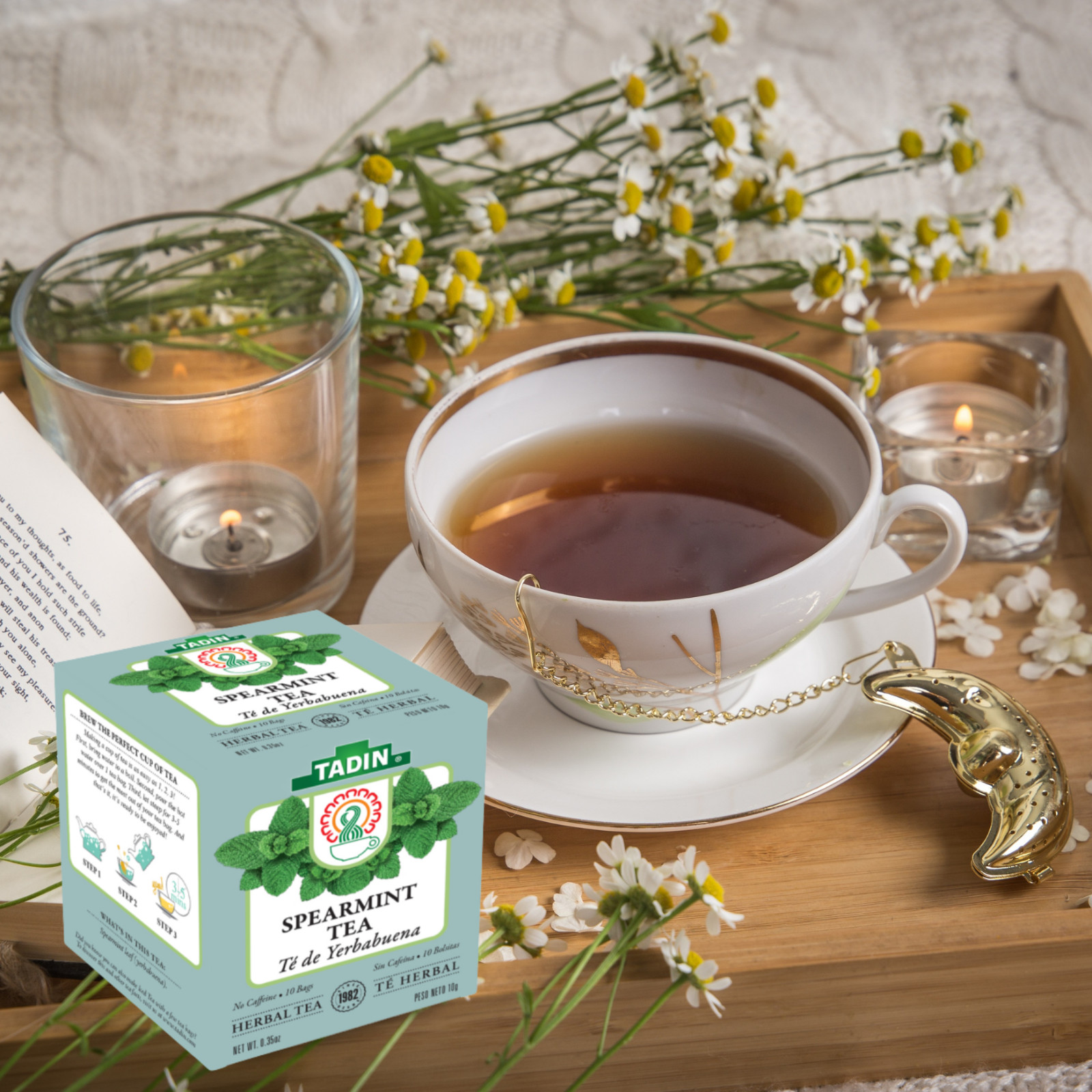 Tadin Spearmint Herbal Tea, 10 Bags 0.35 oz – Cool & Refreshing Flavor (6-Pack)