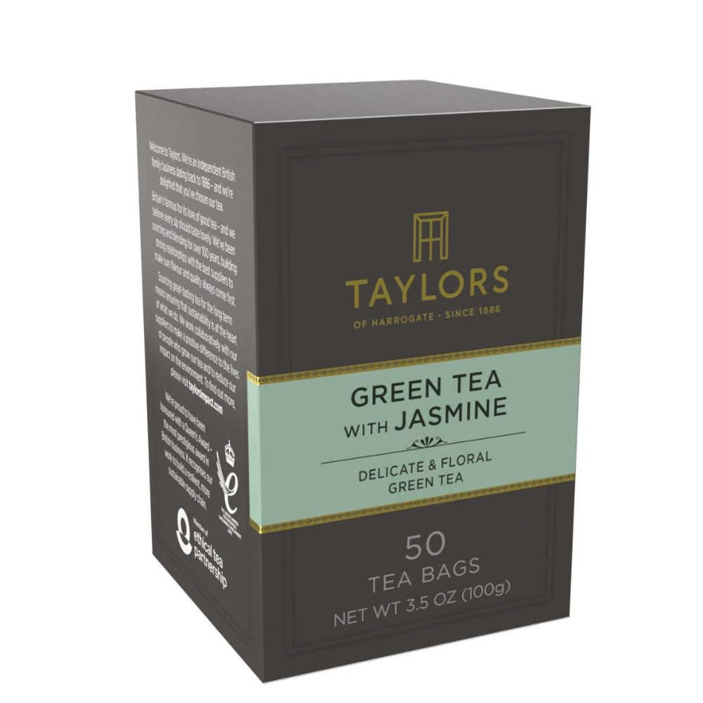 Green Tea with Jasmine, Pillow Tea Bags, 50 Count (Pack of 6), Delicate, Floral