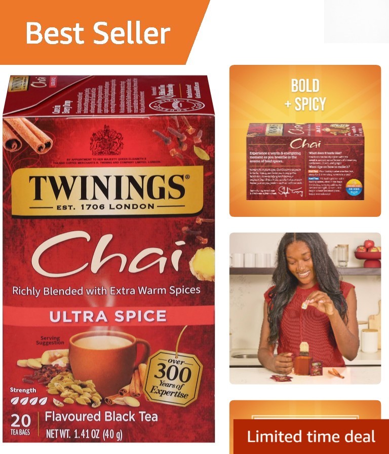 Rich Ultra Spice Chai – 20 Count Kosher Teabags, Sweet & Invigorating Taste