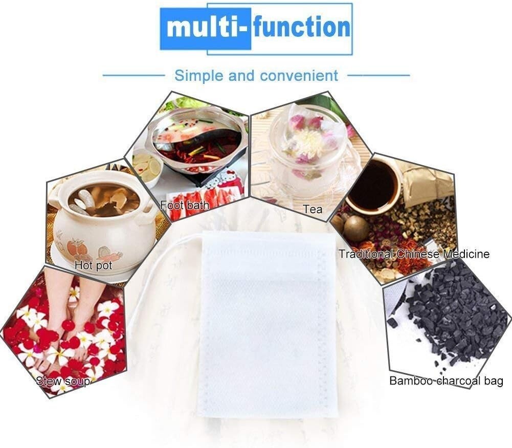 100-800 PCS Non-woven Tea bag Filter Empty Teabags Herb Loose Drawstring Bag