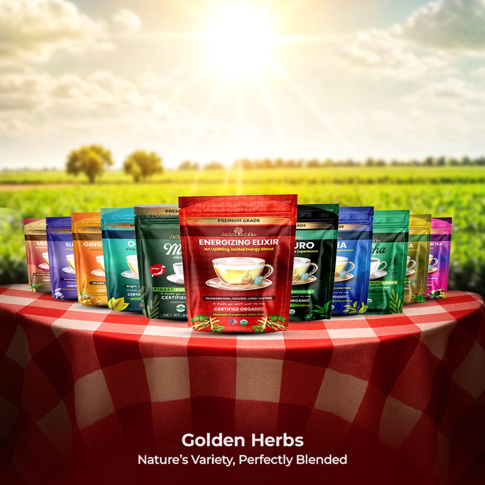 Golden Herbs Energizing Elixir Herbal Tea Natural Energy & Focus Support