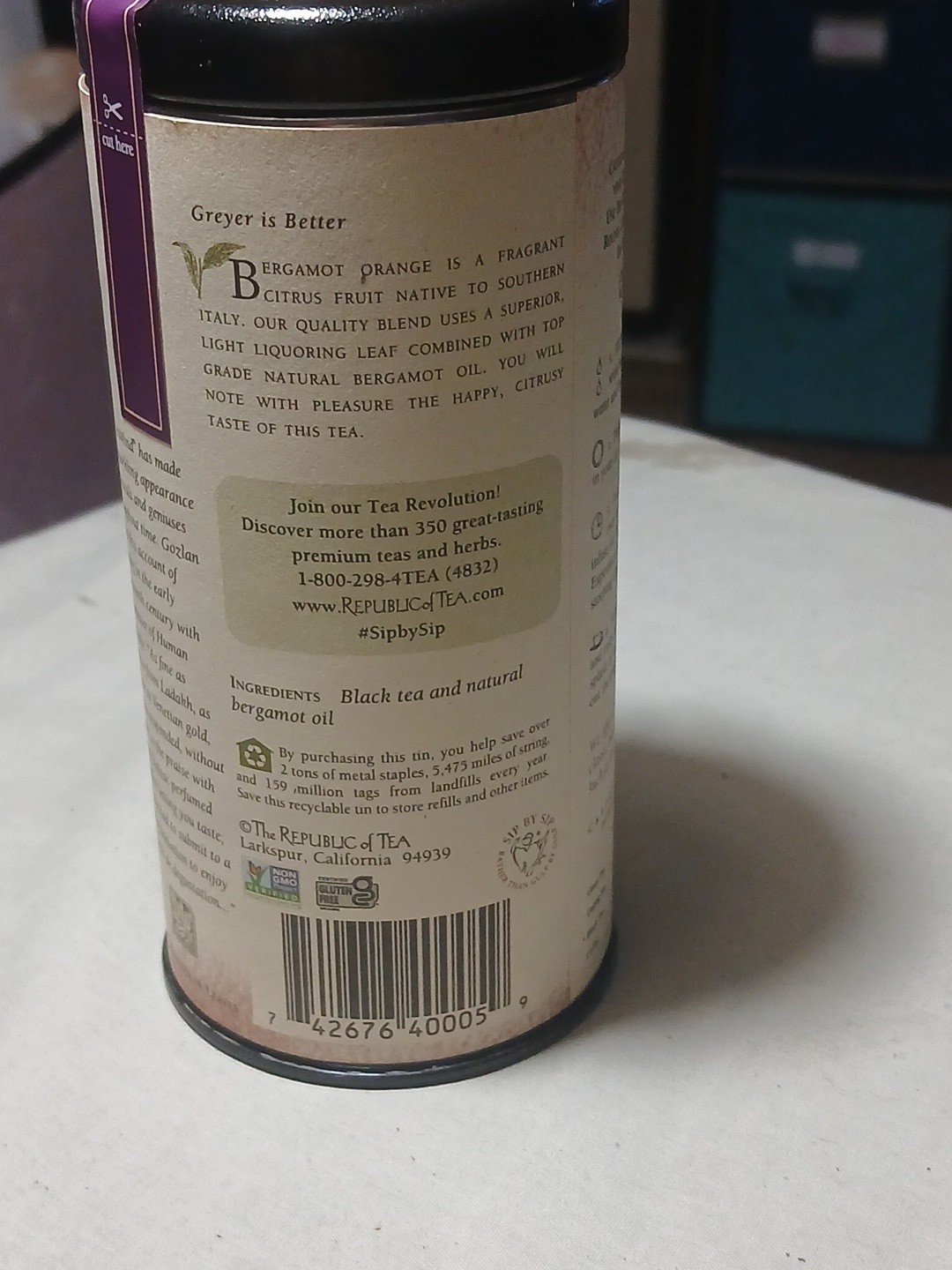 The Republic of Tea – Earl Greyer Black Tea Tin, 50 Tea Bags, Naturally Caffeina