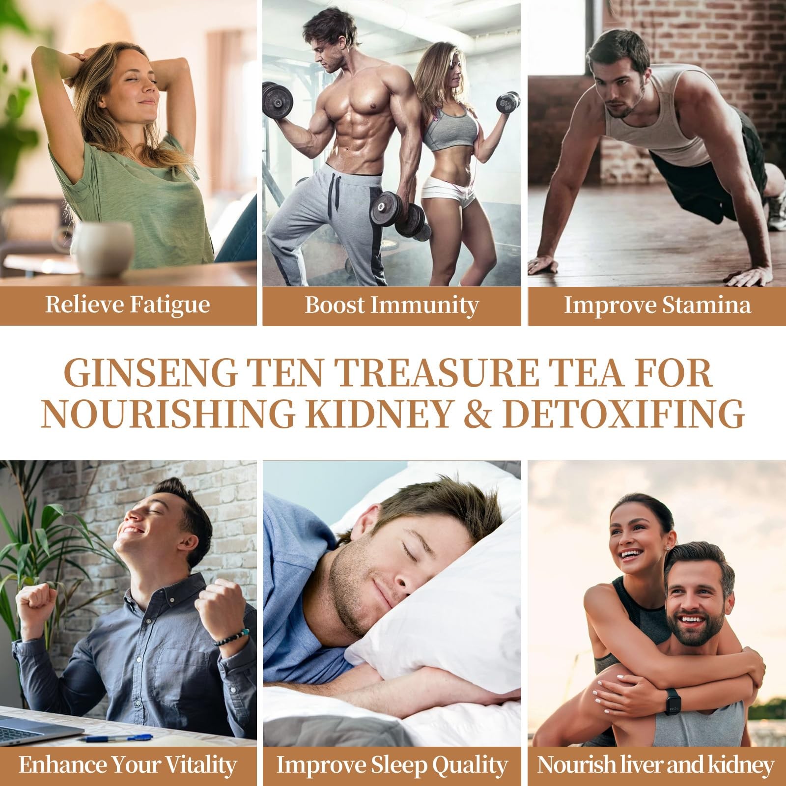 60Pcs Ginseng Ten Treasures Tea, Tea(2 Pack/60 Bags)
