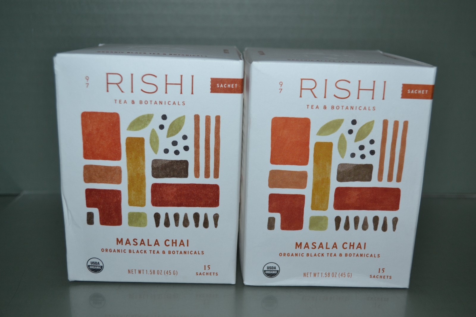 (2) Rishi Tea Masala Chai Tea, 15 Sachets Each Box, Best By 03/2027+