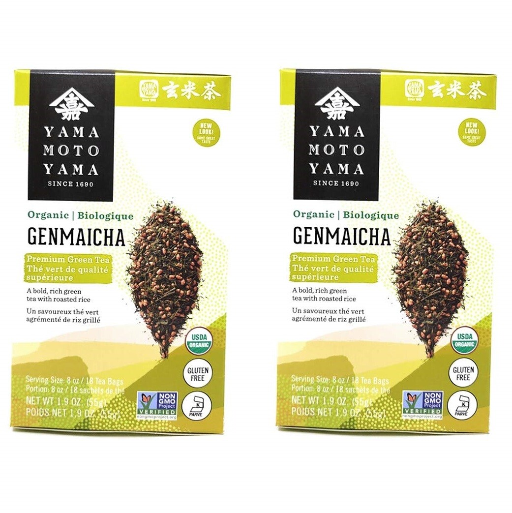 Japanese Yamamotoyama Organic Genmaicha Premium Green Tea 2 Pack Total of 3.8 oz