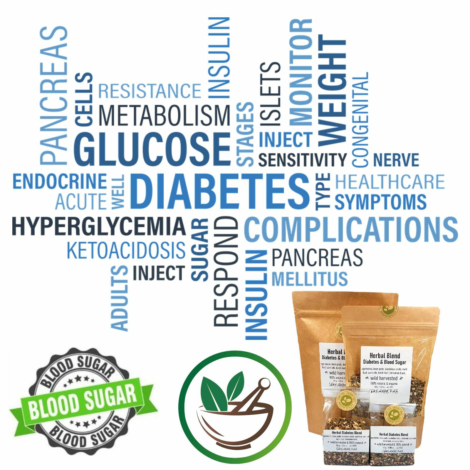 Diabetic Tea Blend, Naturally Lower & Control Blood Sugar, Glucose, Cholestorol