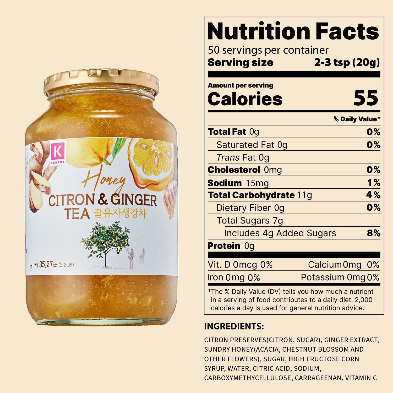 Honey Citron & Ginger Tea – Korean Marmalade with Chemical-free and Fresh Yuz…