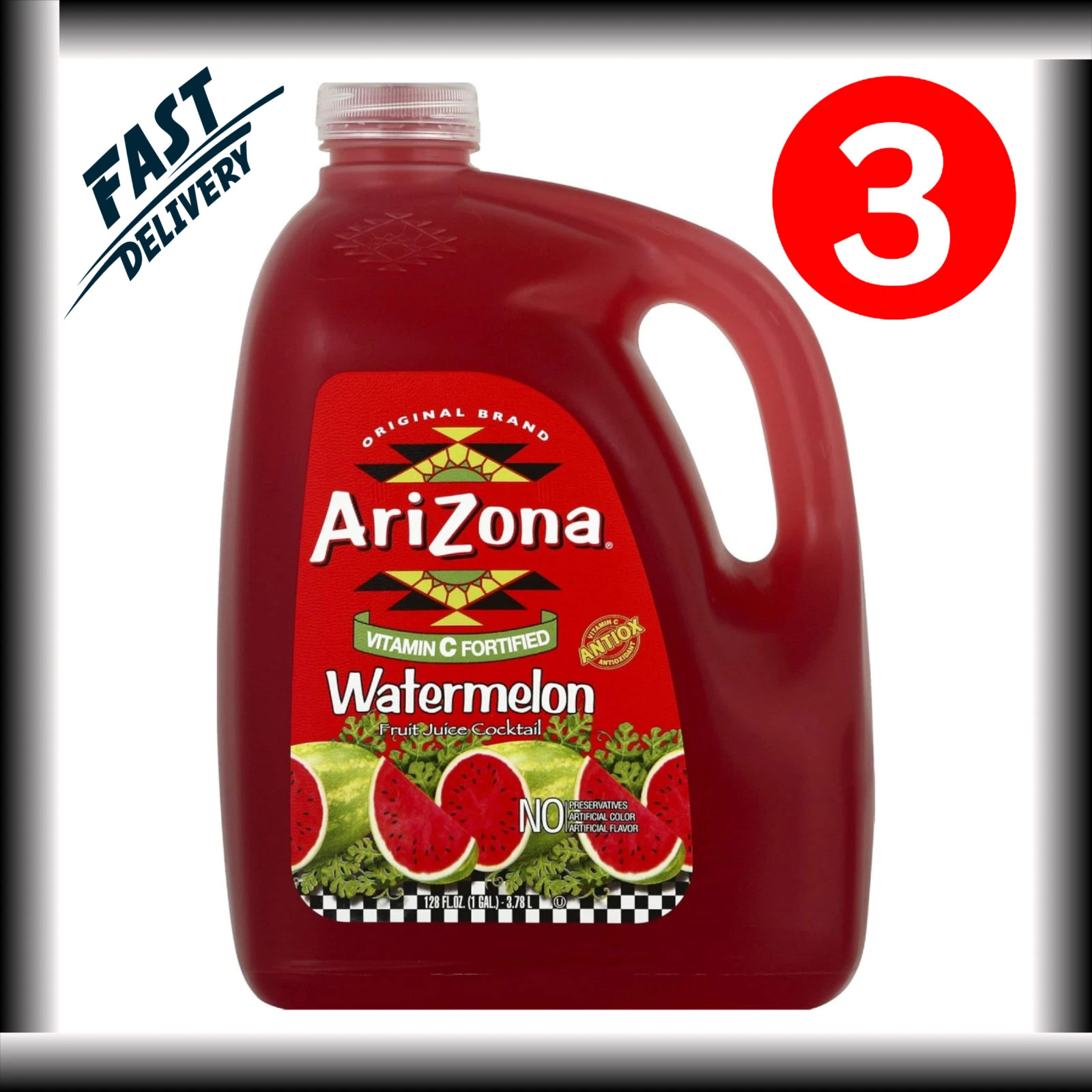 AriZona Watermelon Fruit Juice Cocktail 128 fl oz Pack of 3