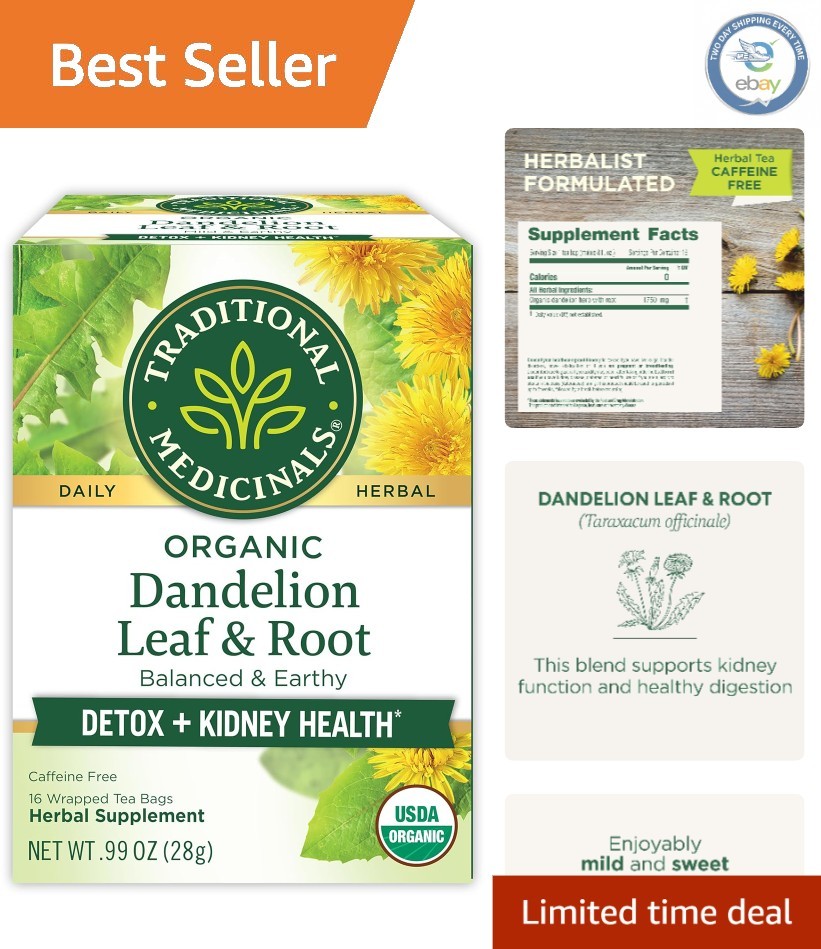 Compostable Dandelion Root Tea – Organic Detox & Digestion Support – 16 Bags