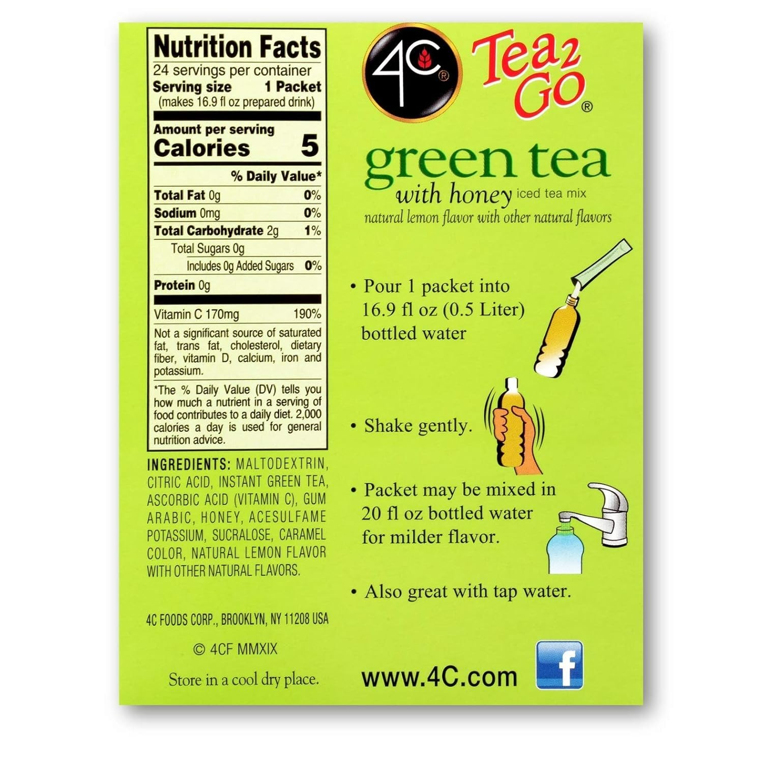 Drink Mix Packets, Green Tea 1 Pack, 24 Count, Singles Stix On the Go, Refres…