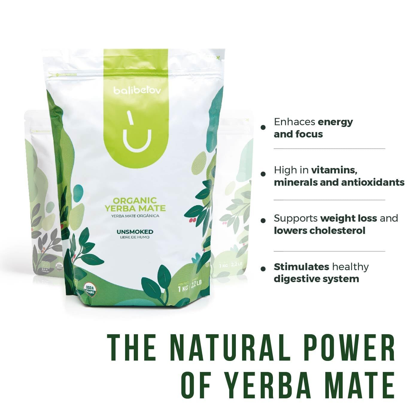 Organic Yerba Mate Tea – Unsmoked Yerba Mate Pure Loose Leaf Tea (2.2