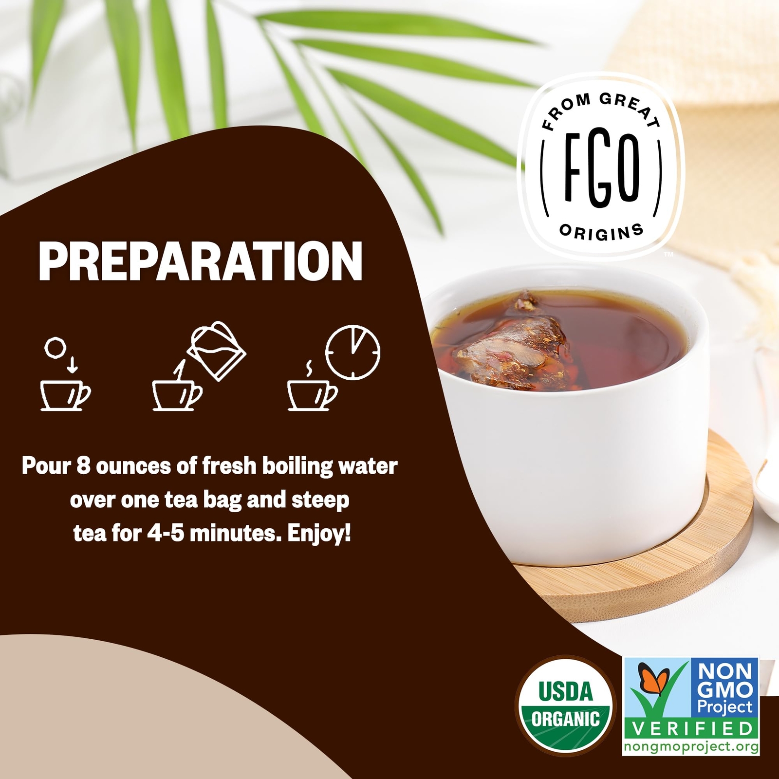 FGO Organic Chai Tea Eco-Conscious Tea Bags 100 Count Packaging May Vary Pack…