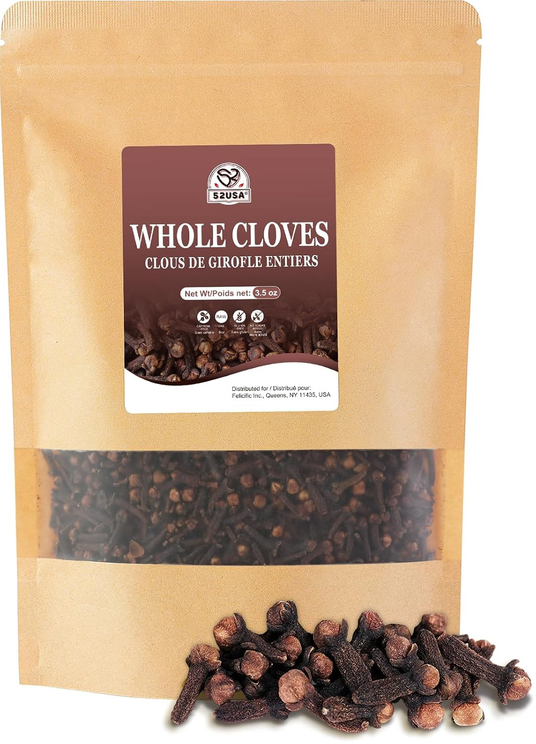 52USA Cloves Whole 3.5 Oz (Pack of 1), Great for Food, Tea, Baking and Meats, Al