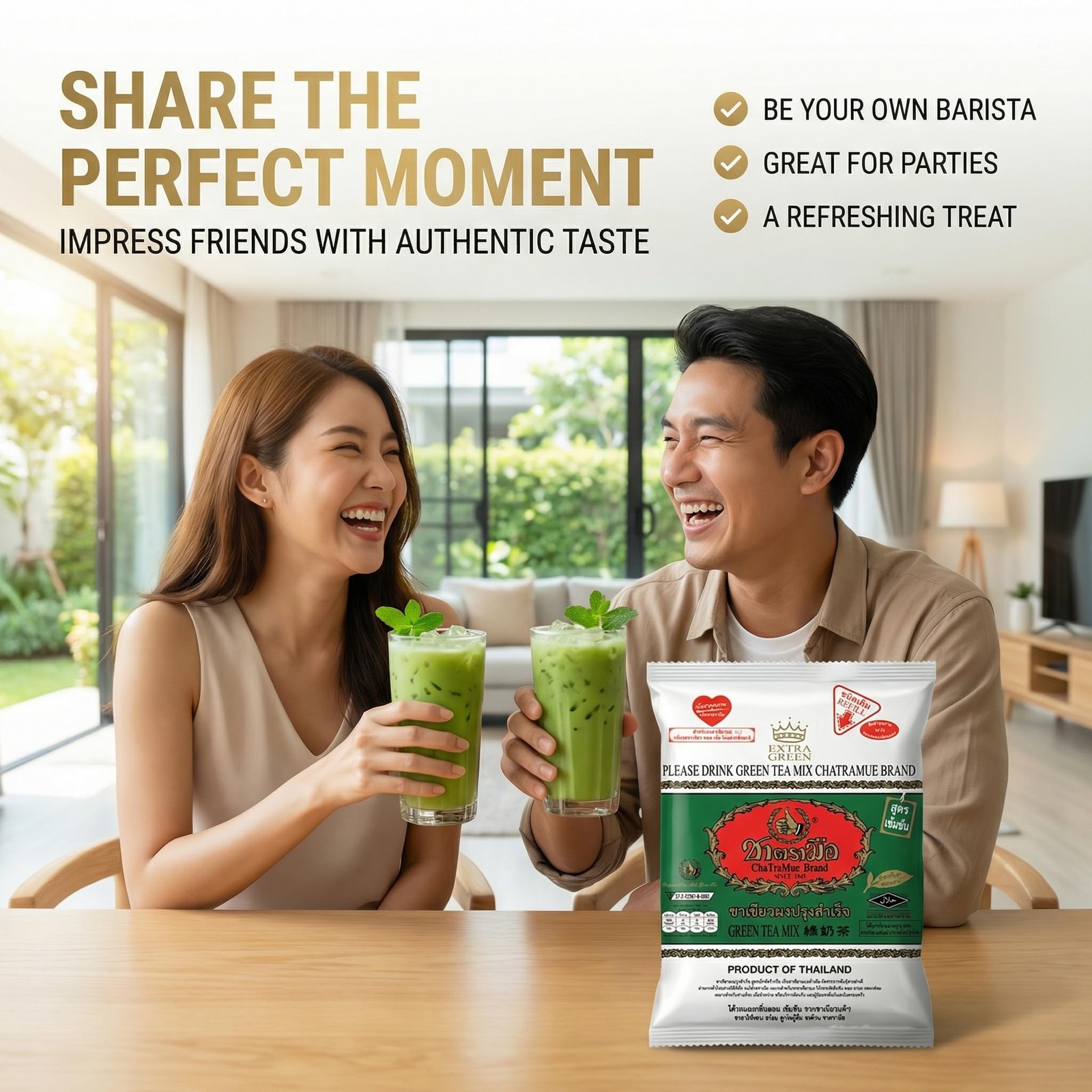 Chatramue Number One Green Tea Mix Extra Green Formula, 180g/6.35 Oz Pack of 12