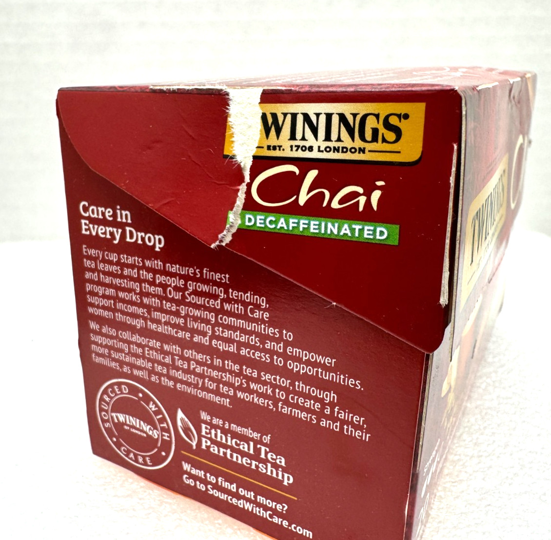 6 bxs (total 120ct) Black Tea Bags Twinings Decaffeinated Chai, BB 2028 READ